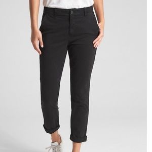 GAP Black Twill Stripe Girlfriend Chino Khakis